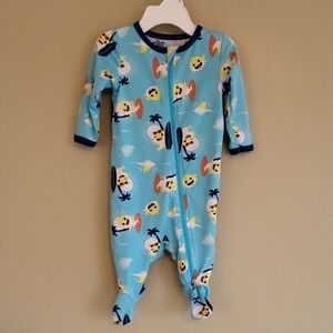 Baby Shark blue zip up footed sleeper/footie